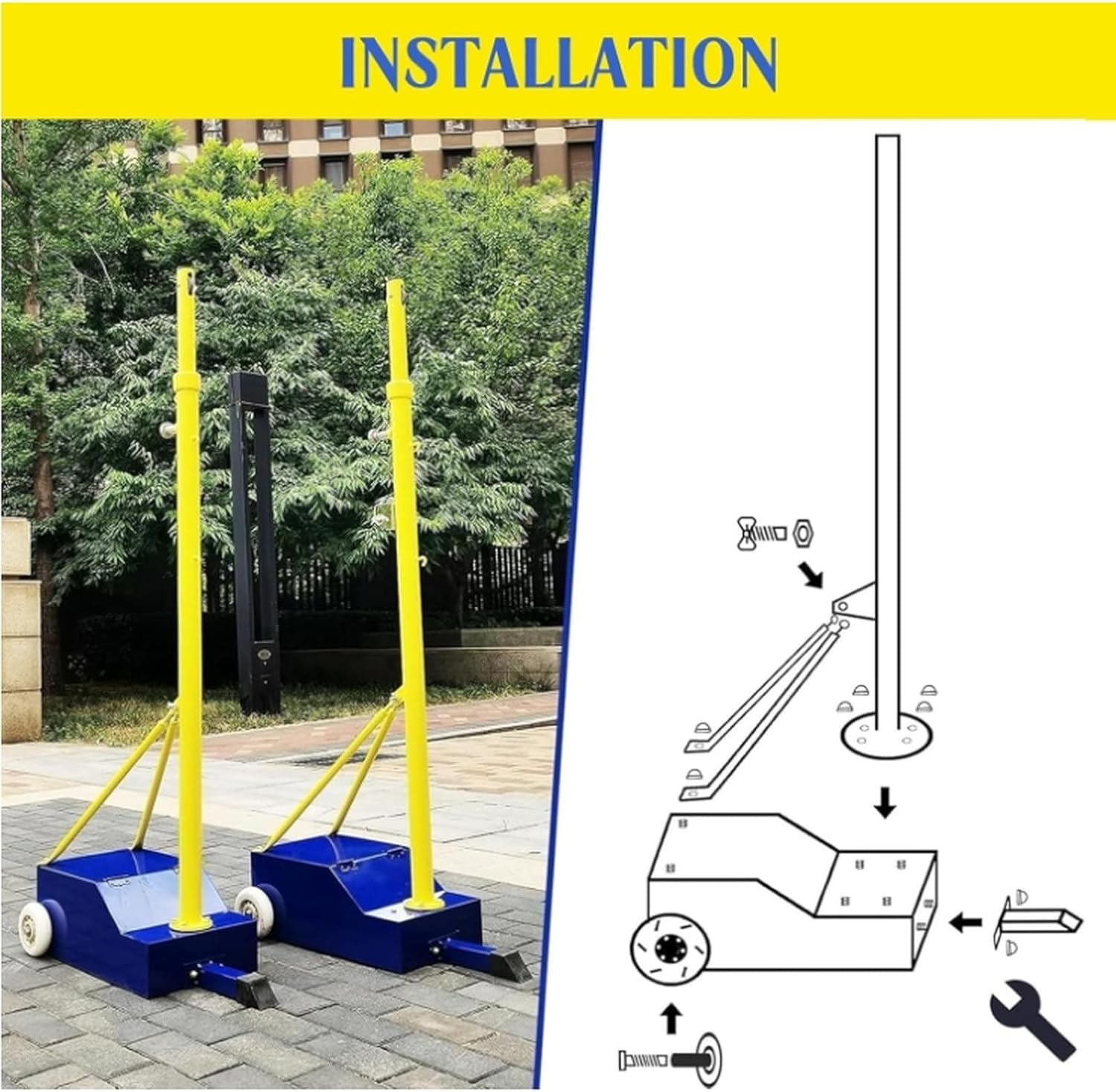 Portable Volleyball Pole System with Net-Adjustable 4 Heights 5.11ft-6.11ft Volleyball Net,Heavy Duty Outdoor Volleyball/Badminton Net Set w/Wheels for Backyard,Beach & Lawn-for Adults & Ki*ds