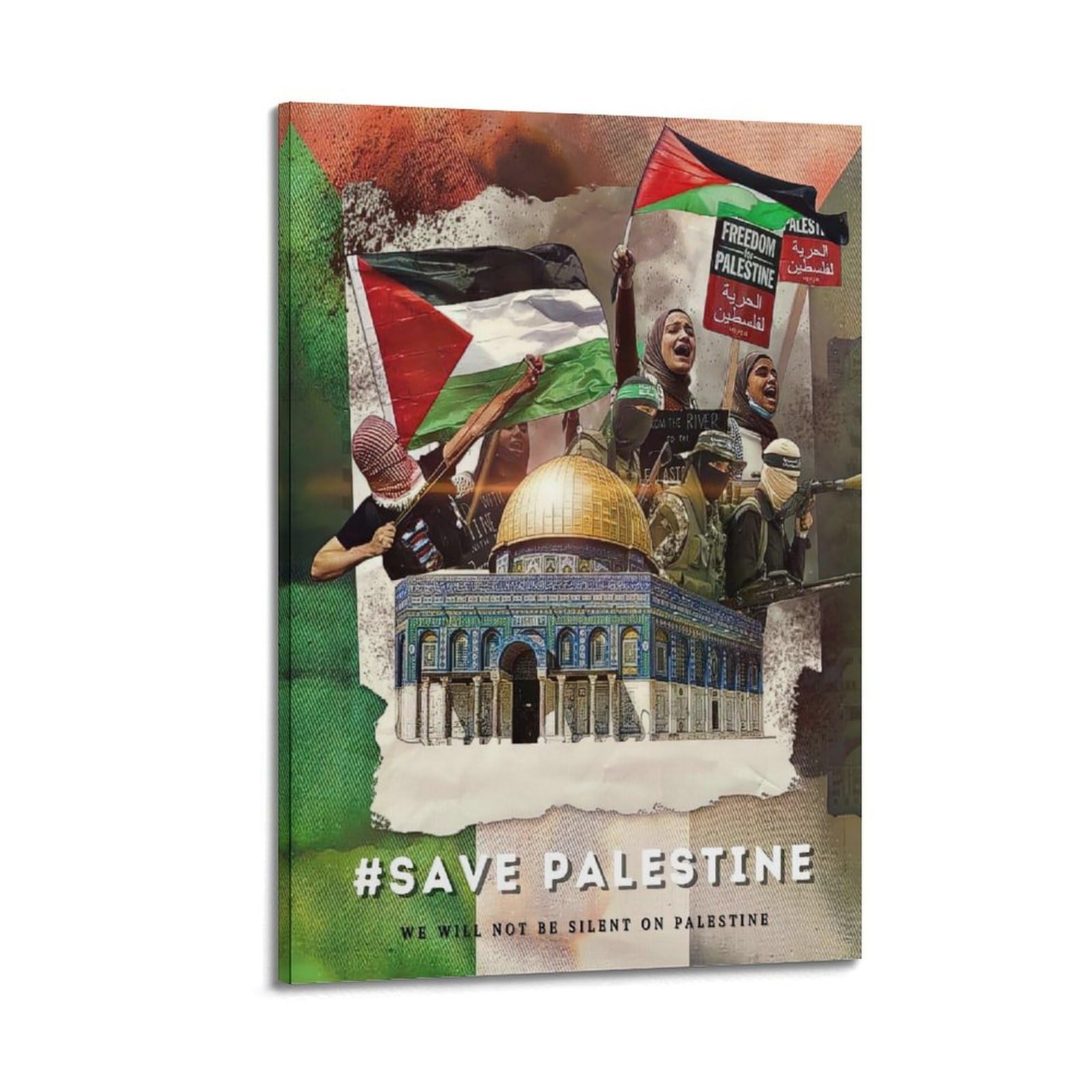 XKUGA Palestinian Flag Anti War Freedom Gaza World Peace Poster Modern Decorative Canvas Prints - Ideal Wall Art for Family, Man Cave, Game Room, Boys & Girls Bedroom 24x36inch(60x90cm)