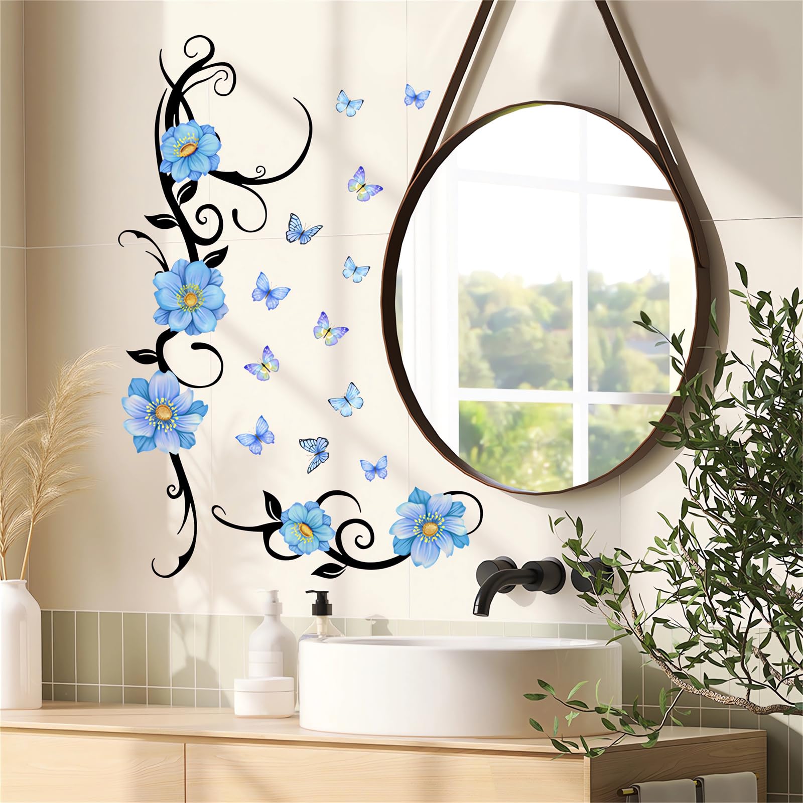 Wandaufkleber Blumen & Schmetterlinge – 2 Bögen, Je 30x90 Cm, Abnehmbar, Für Kinderzimmer & Wohnzimmer