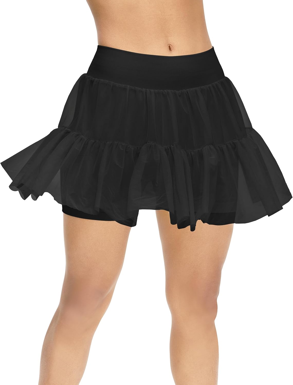 Cute Pleated Skirts for Women, High Waisted Tulle Skirts Princess with Seamless Shorts - Image 2