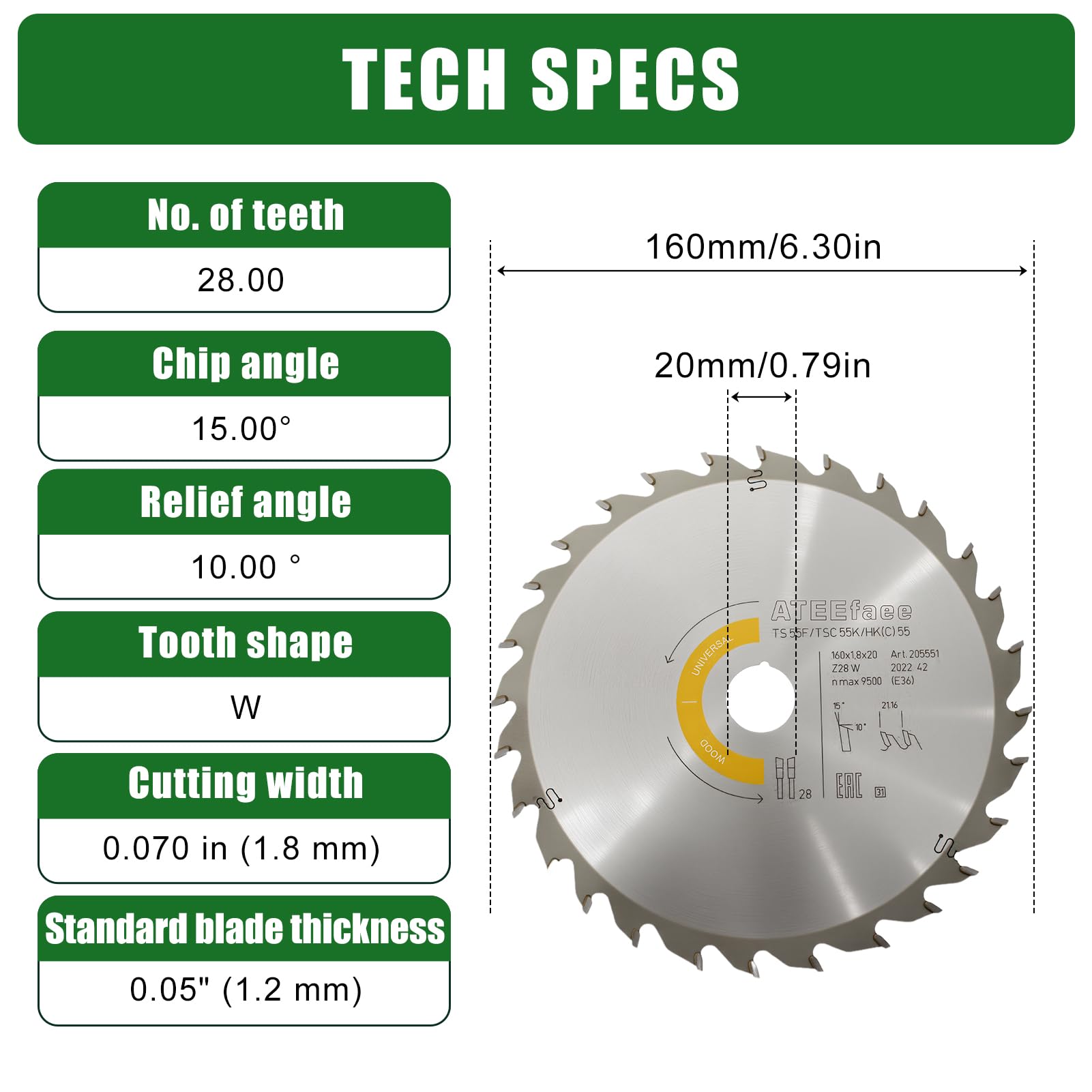 TAKKOACEページ 205560 205551 Track Saw Blade for Festool TS 55 F, TSC 55 K, HK 55