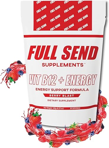 FULL SEND Paquete de vitamina B12 + Energy Stick, soporta niveles de energía celular, enfoque, alerta, paquetes de mezcla de bebidas en polvo con té