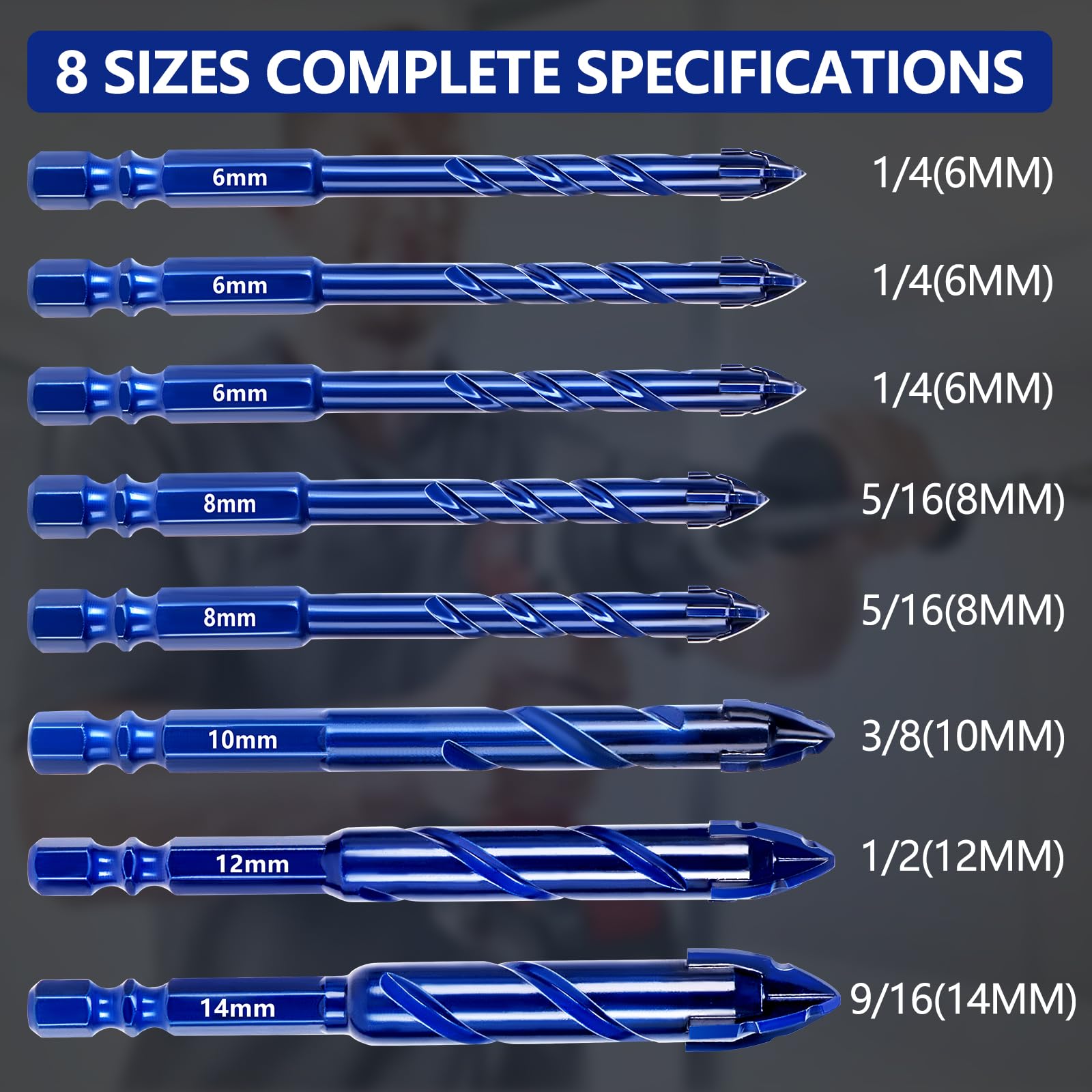 Lot de 8 forets à maçonnerie