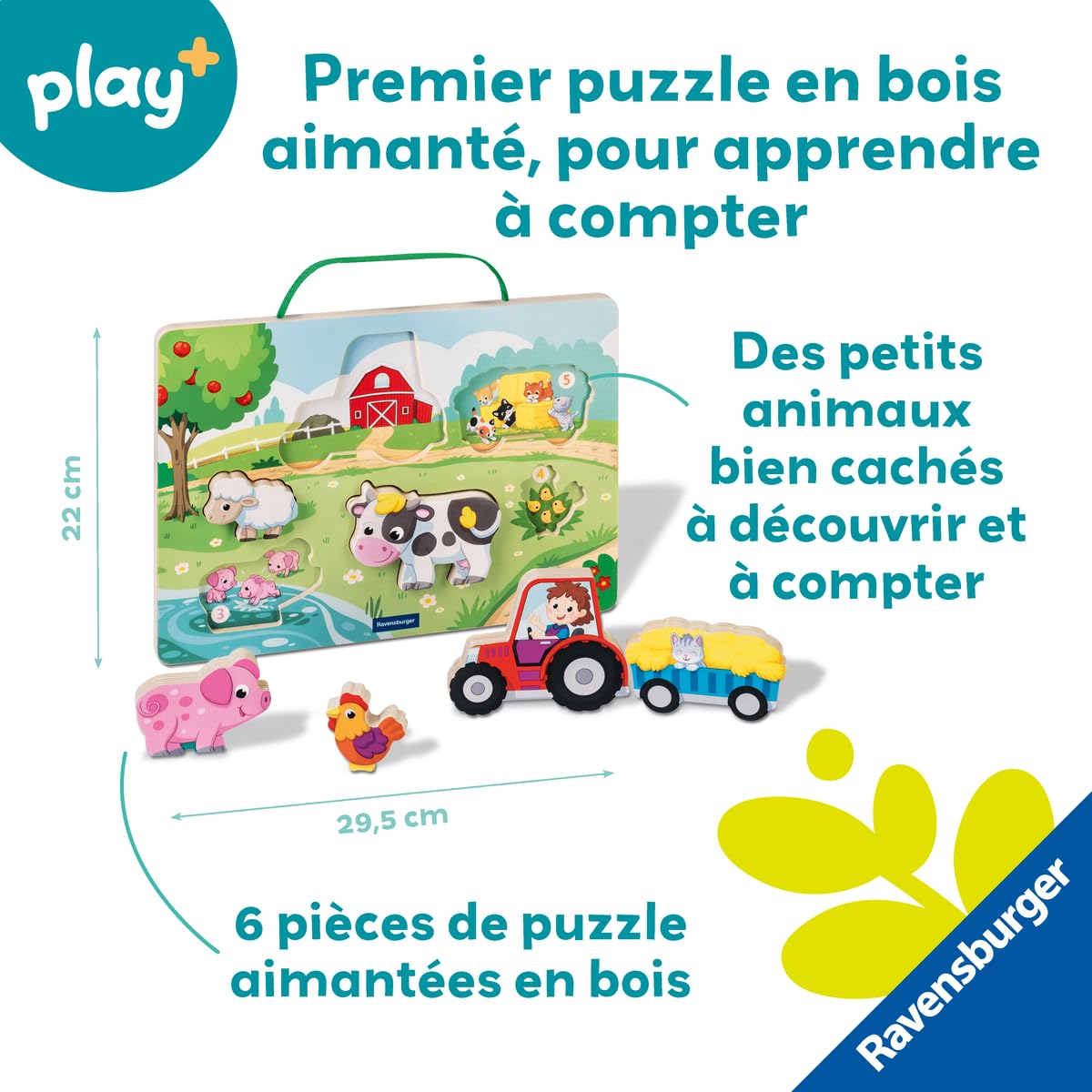 Ravensburger Puzzle en Bois aimanté A la Ferme Jouet bébé dès 1 an