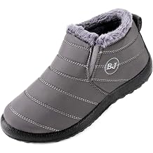 Womens Snow Boots Winter Warm Booties Fur Lined Anti-Slip Ankle Boots Outdoor Slip On Waterproof Booties Comfortable Warm Shoes