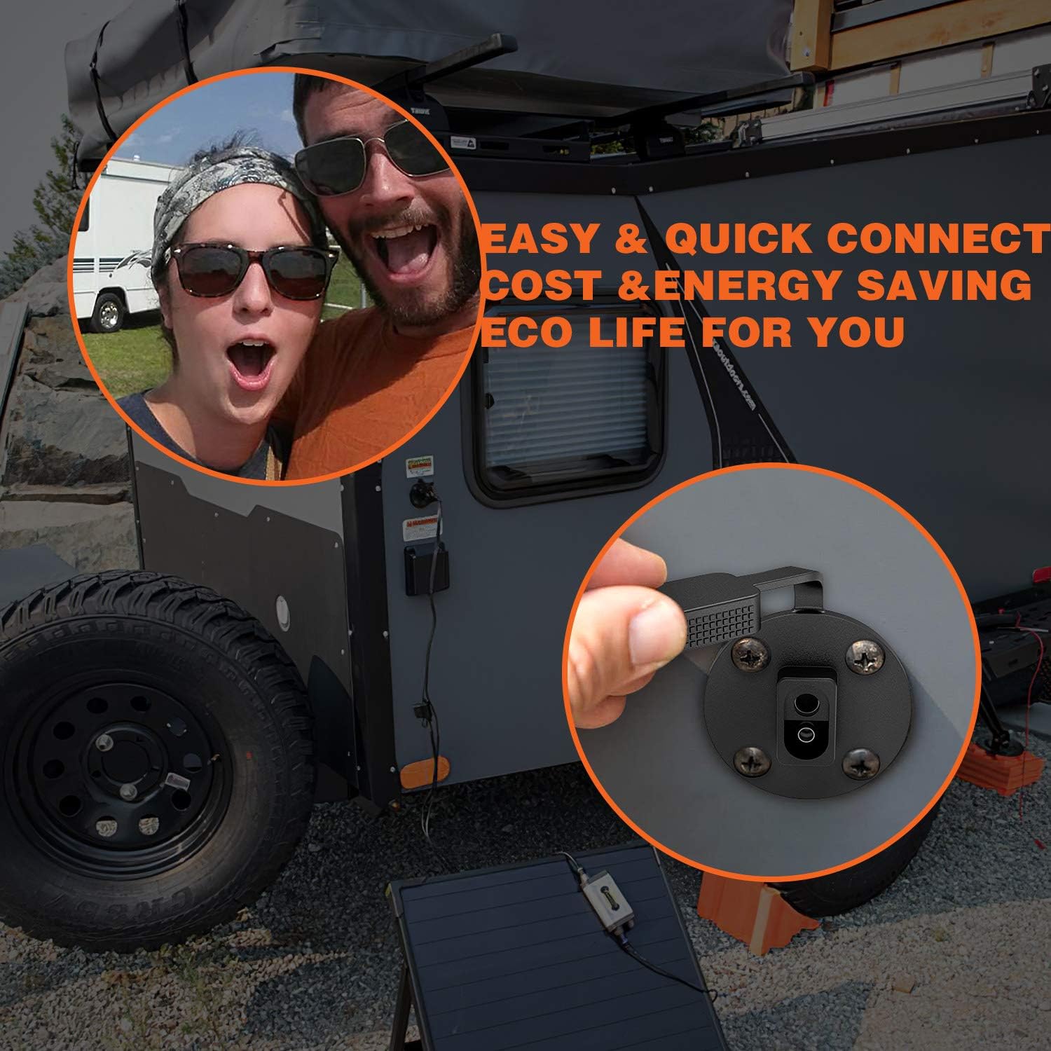 Kohree SAE Power Socket Sidewall Port Connector, 2 Pin SAE Quick Connect Solar Panel Flush Mount Connector Plug Cable Weatherproof 12AWG 13.2" w/ 8 Screws for Solar Generator Battery Charger, 2 Pcs : Patio, Lawn & Garden