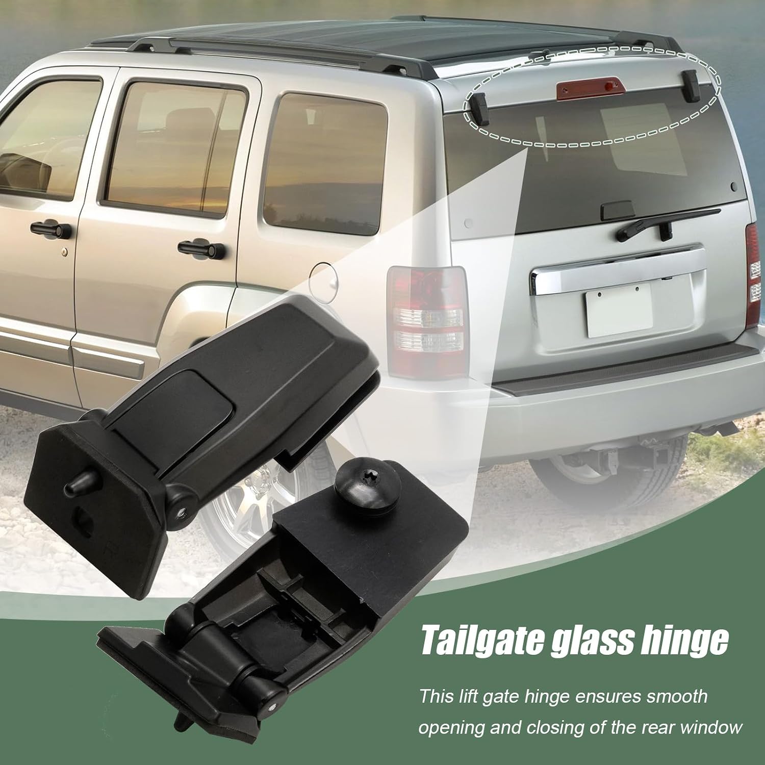 UOIENRT 57010061AB 57010060AB Rear Window Hinge Set Liftgate Glass Hinge Right and Left, Replacement for Jeep Liberty 2008 2009 2010 2011 2012, 2 Packs