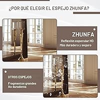 Vista 5 de Espejo arqueado de longitud completa con marco de madera maciza, espejo de pie montado en la pared estilo granja de 71 x 32 pulgadas, para colgar