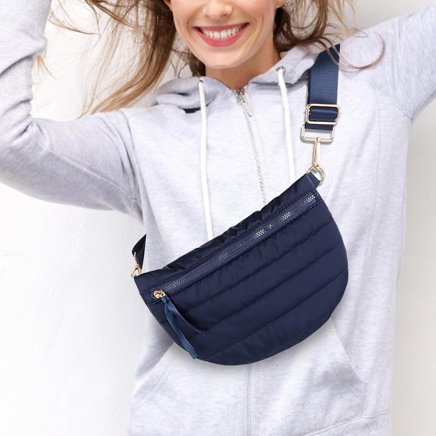 Quilted Crossbody Bags for Women - Puffer Fanny Pack Sling Bag Puffy Chest Belt Bum Waist Bag Crossbody Purse Bags Gift - Image 2