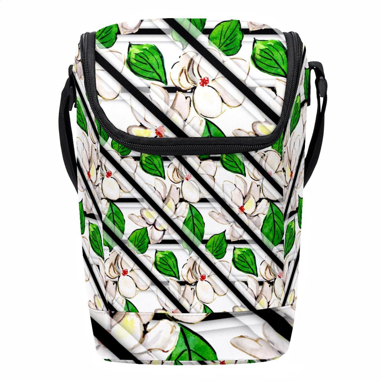 Lonchera para el trabajo con estampado floral y rayas ideal para comer sano en la oficina