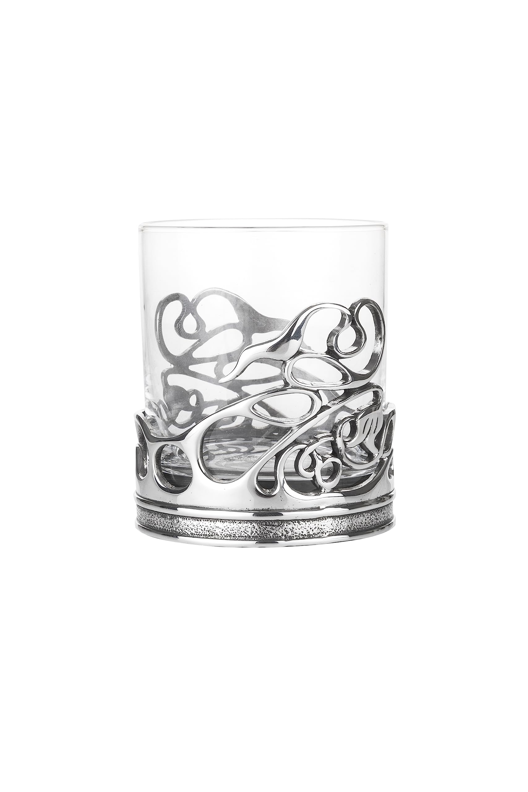 Verre à whisky motif tourbillon en étain avec cristal fond épais pour cocktail