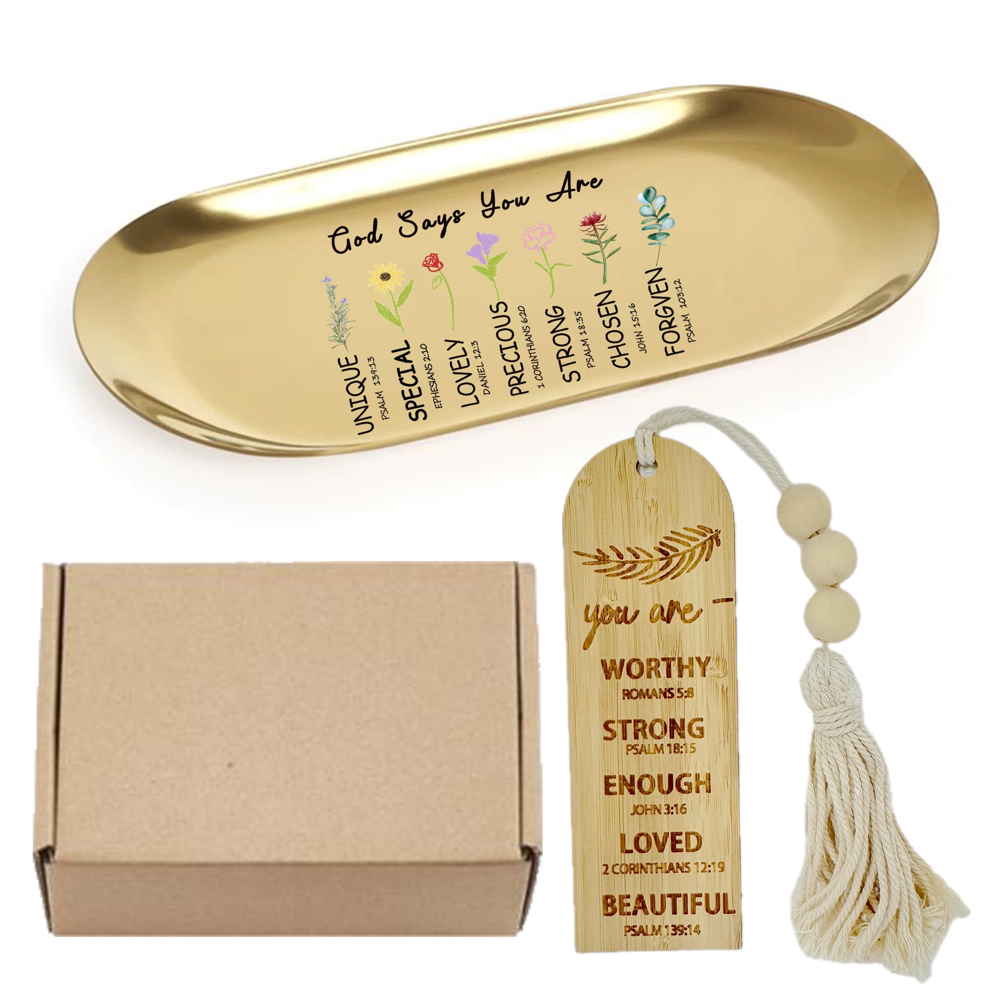 Christian Gifts for Women Faith Jewelry Trinket Dish with Bible Bookmarks - Image 2