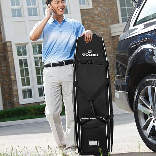 Miniatura 14 de Goloni Bolsa de viaje de golf con ruedas, funda de viaje de golf para aerolíneas, Oxford resistente al desgaste 900D resistente al desgaste Azul