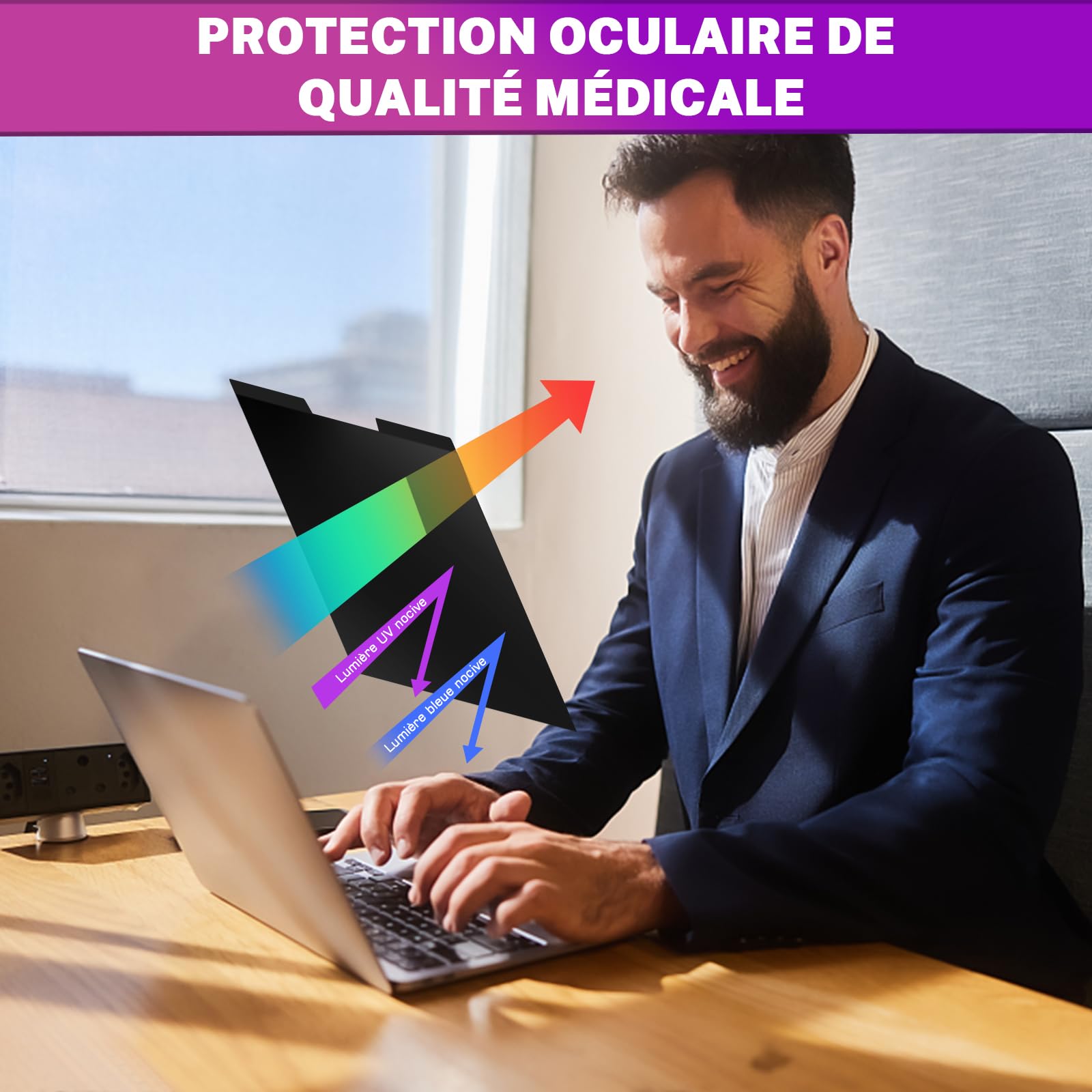 PYS Magnétique Filtre de Confidentialité 15,6 Pouces 16:9 Anti Espion Anti-Lumière pour Ordinateur Portable