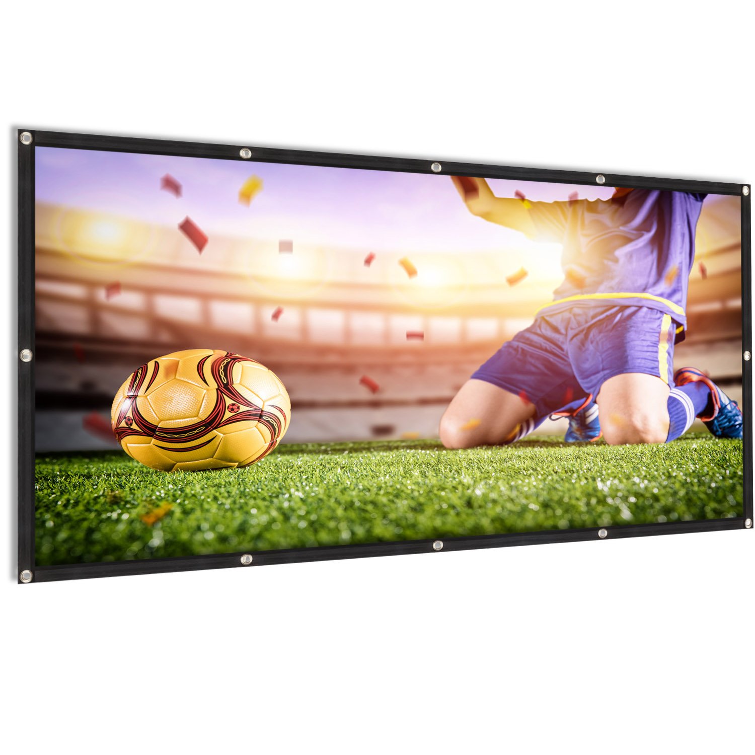 100 inch Projector Screen 16:9 HD Portable Foldable Anti-Crease Movies Screen for Indoor Outdoor Home Theater Front and Rear Projection (100 inch)