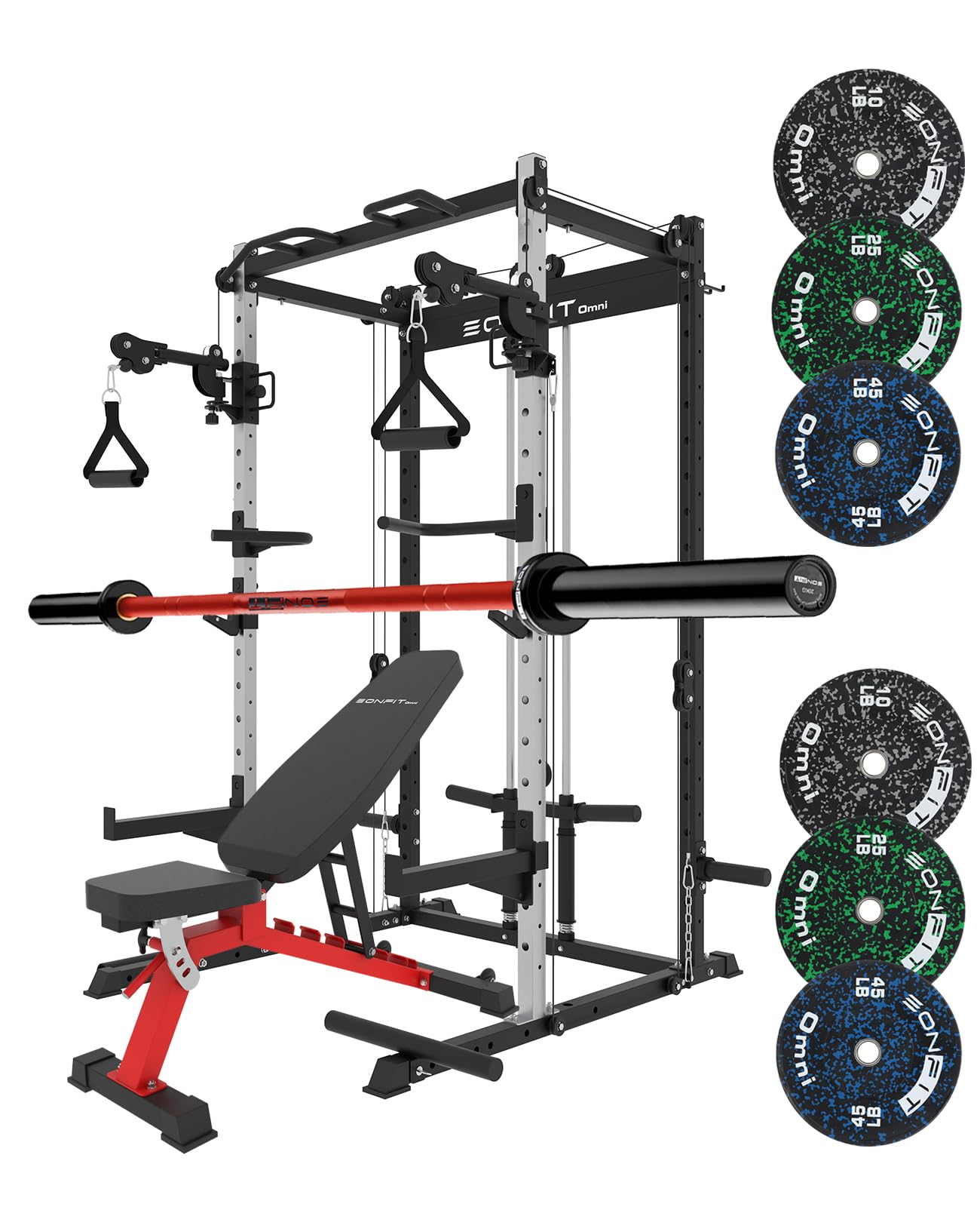 Power Rack with Pulley System Home Gym Equipment, Power Cage with LAT  Pulldown Cable Crossover Strength Training Workout Machines 1000lbs  (Black(Power