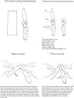 Vista 9 de HUAAO Manually Operated Button-Lock Knife EDC Folding Pocket knives For Men, D2 Reverse Tanto Blade, Plain Edge,Satin Finish, Black Carbon Fiber