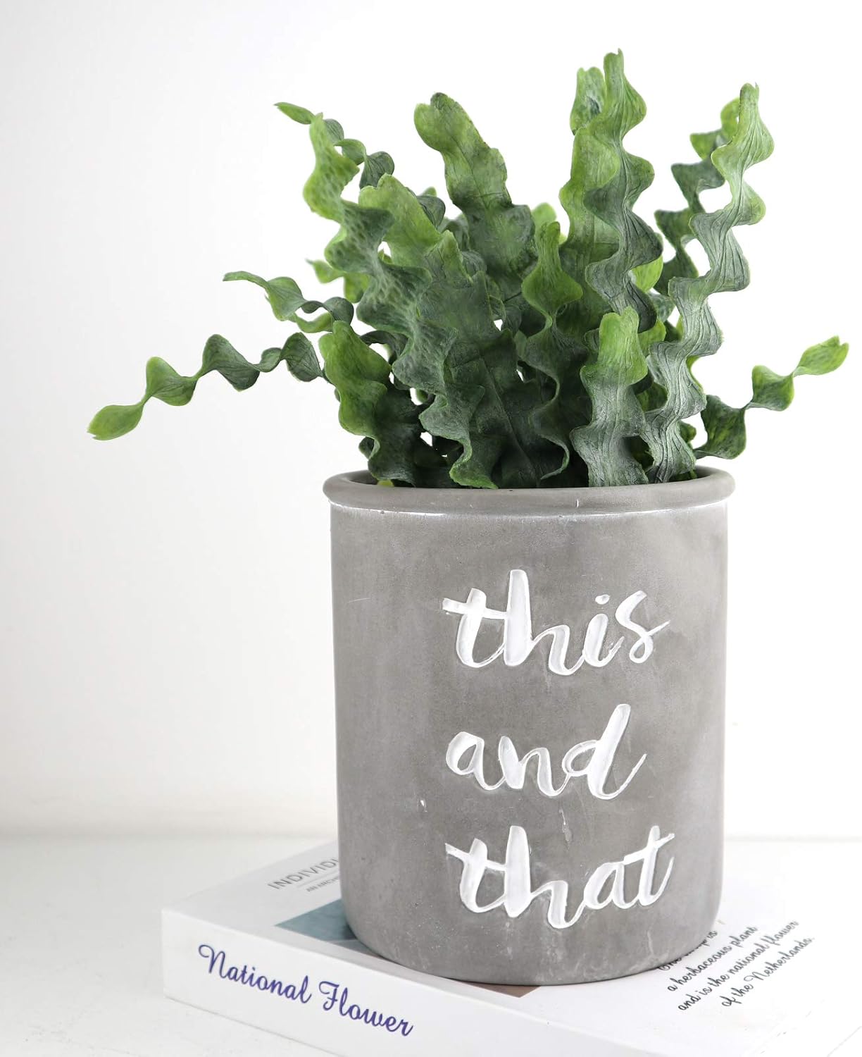 MADECO Kitchen Cooking Utensil Holders | Fine Embossed Cement Utensils Crock | Cement Utensil Container Kitchenware Flatware Organizer - Farmhouse Decor Utensils Caddy (This and That) : Home & Kitchen