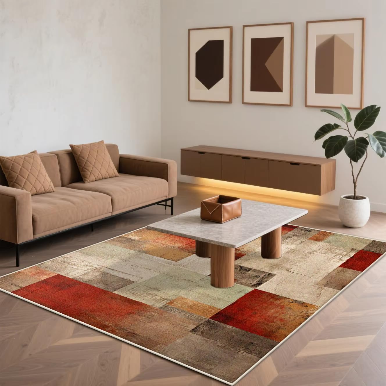 Tapis à carreaux géométrique 70x120 cm moderne et doux pour votre sol de salon
