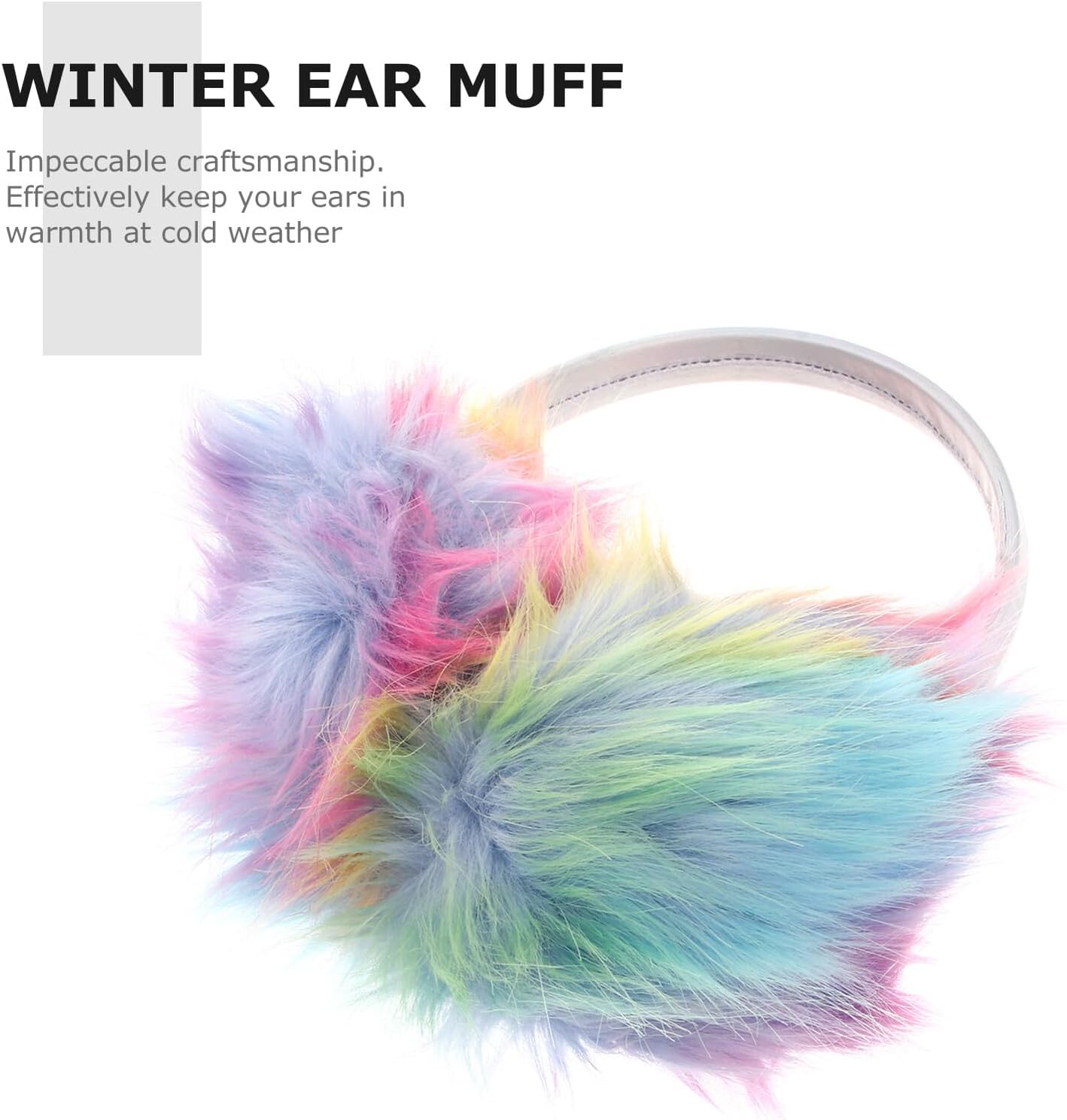 PATKAW Plush Winter Earmuffs Green Fuzzy Ear Cover Warm Ear Cap Soft Faux Fur Headgear for Women Outdoor Cold Weather