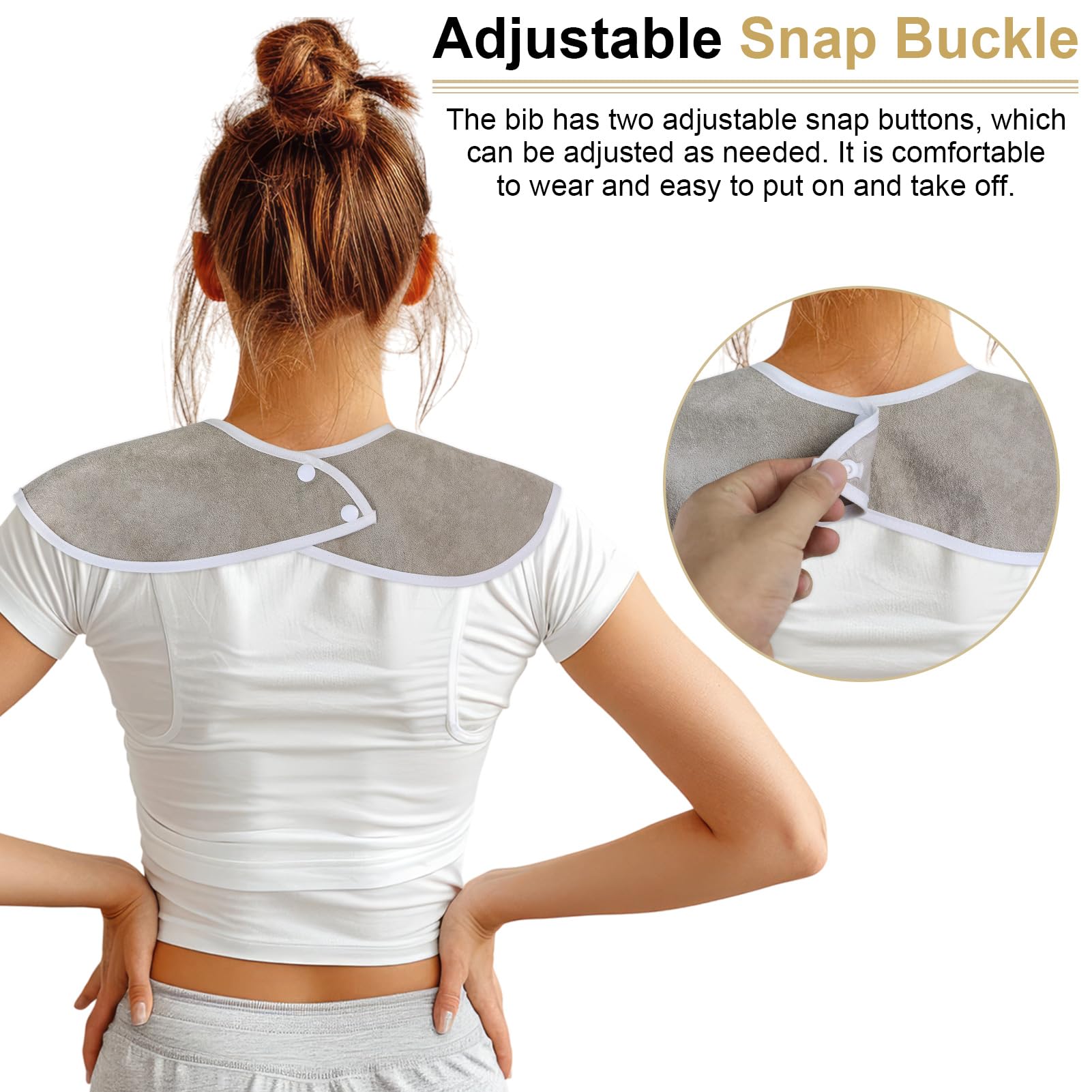 Baberos para adultos mayores, lavables, babero para adultos con recogedor de migas, protectores de ropa impermeables para adultos mayores y discapacitados
