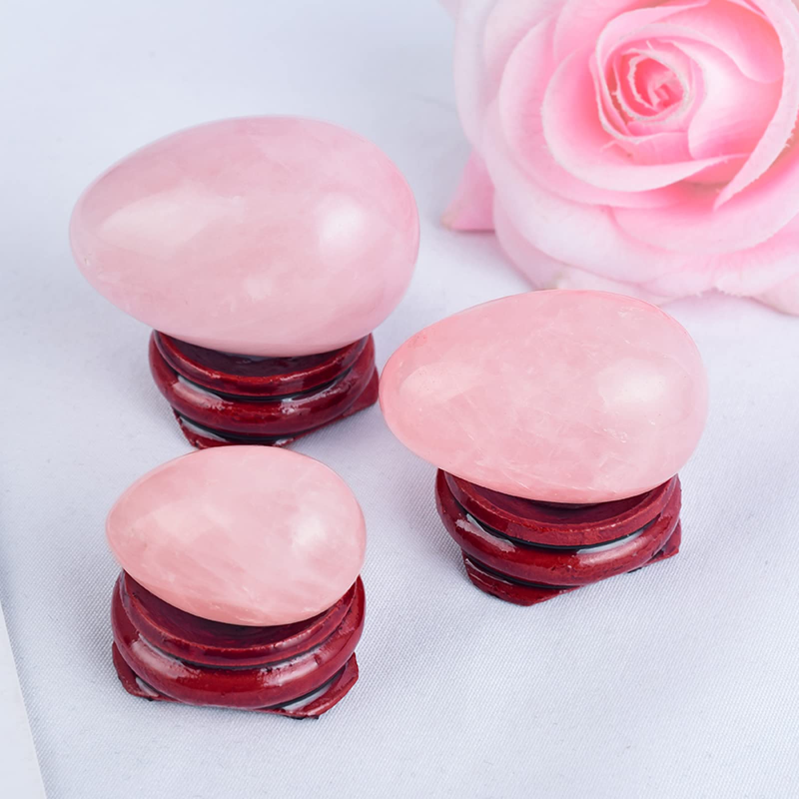 Jade-Gesichtsmassagegerät, Natürliches Rosenquarz-Yoni-Ei, Gesichts-Rolling-Stone-Massage Für Kegel-Übungen,Rolle