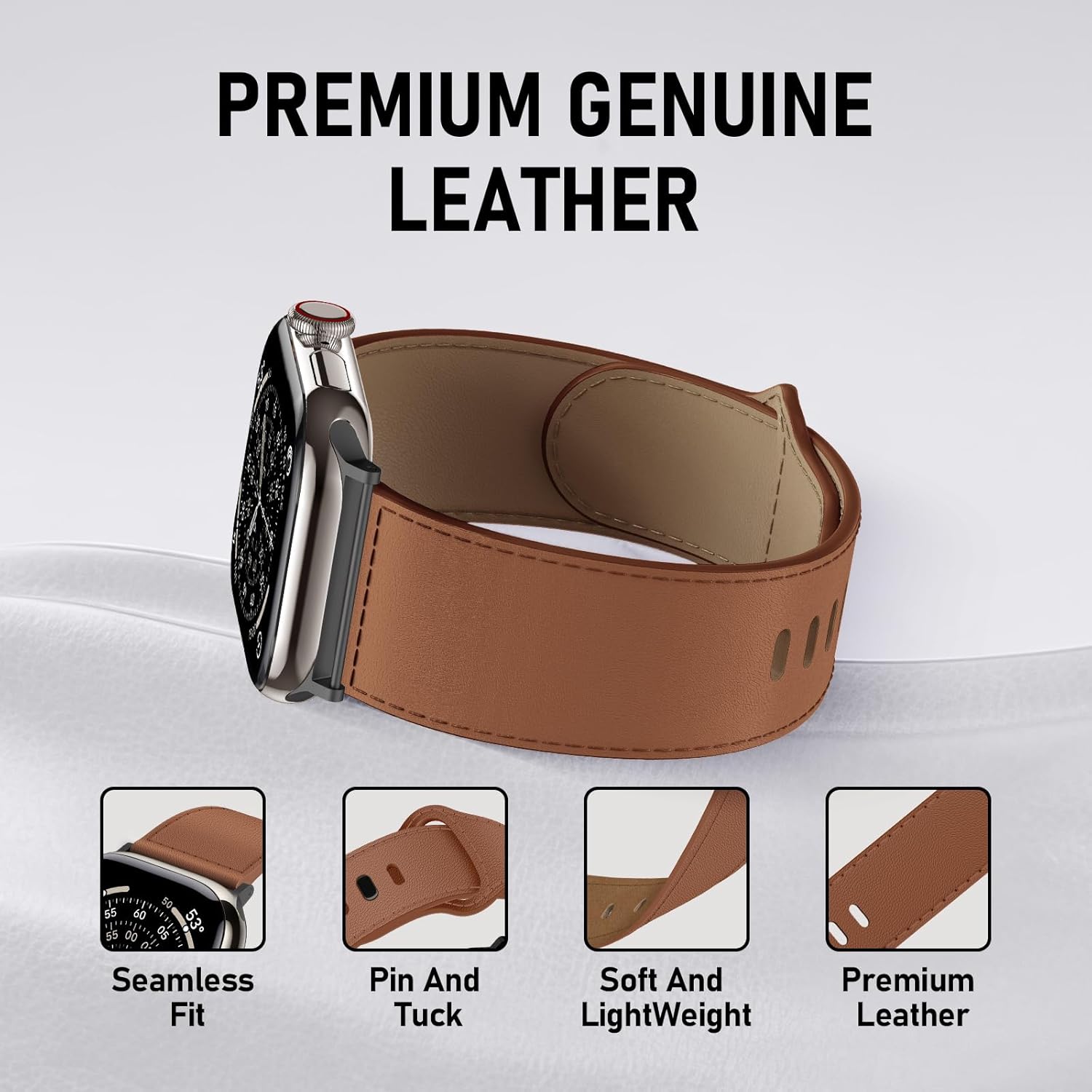 Genuine Leather Band for Apple Watch Bands 44mm 45mm 46mm Ultra/3/2 49mm 42mm 41mm ... - Image 2