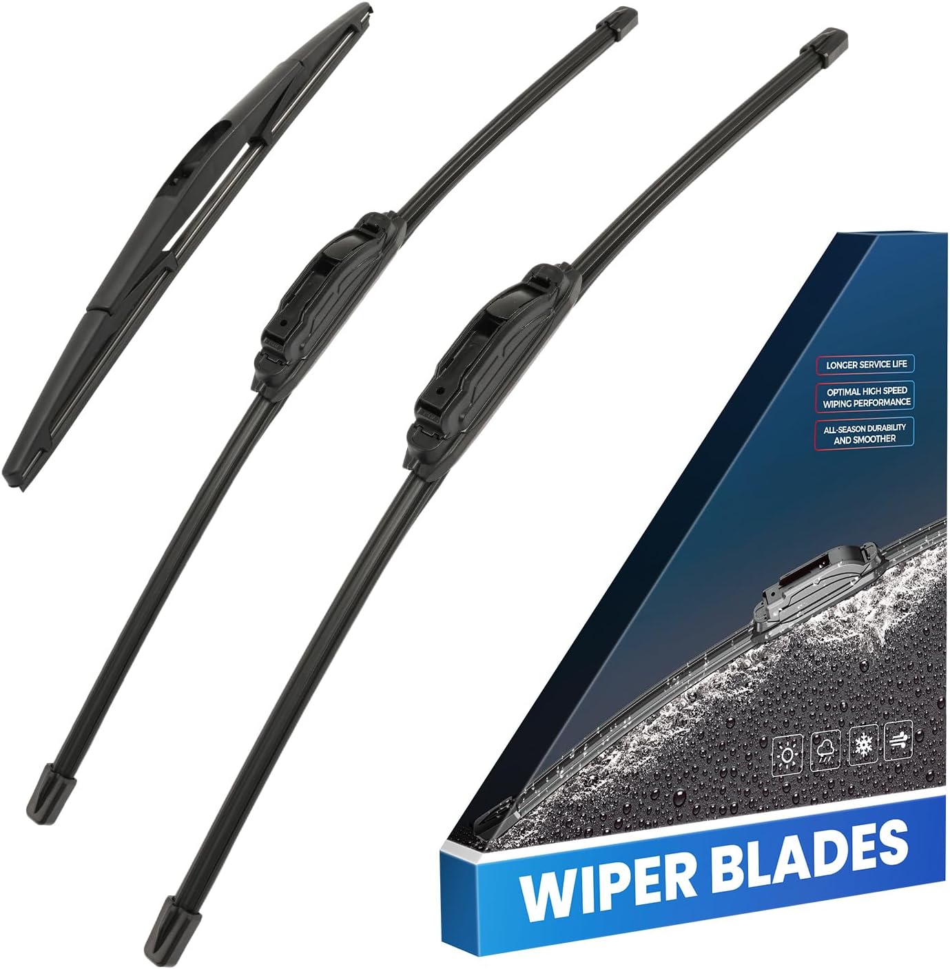 KAX [Easy Install&Superior Driving Visibility] 24"+21"+14 Premium All-Season Windshield Wiper Blades Compatible with Pilot 2003-2008,OEM Quality,Durable windshield wipers with Hook(Set of 3)