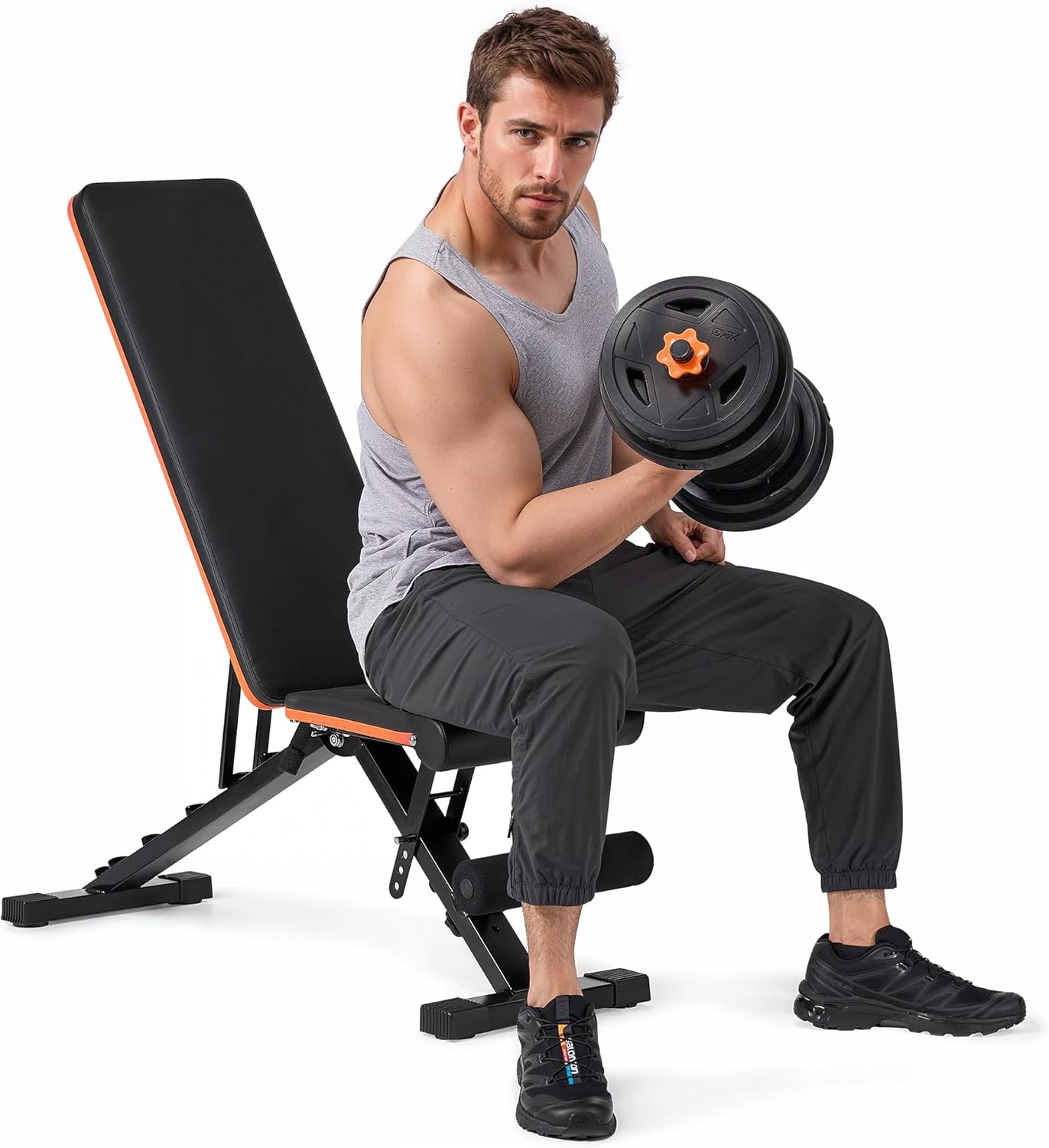 Weight Bench Workout Bench Adjustable Weight Bench Incline bench for Home Gym Full Body Workout with 6 Backrests 600 LB Weight Capacity Fast Folding Compact Storage