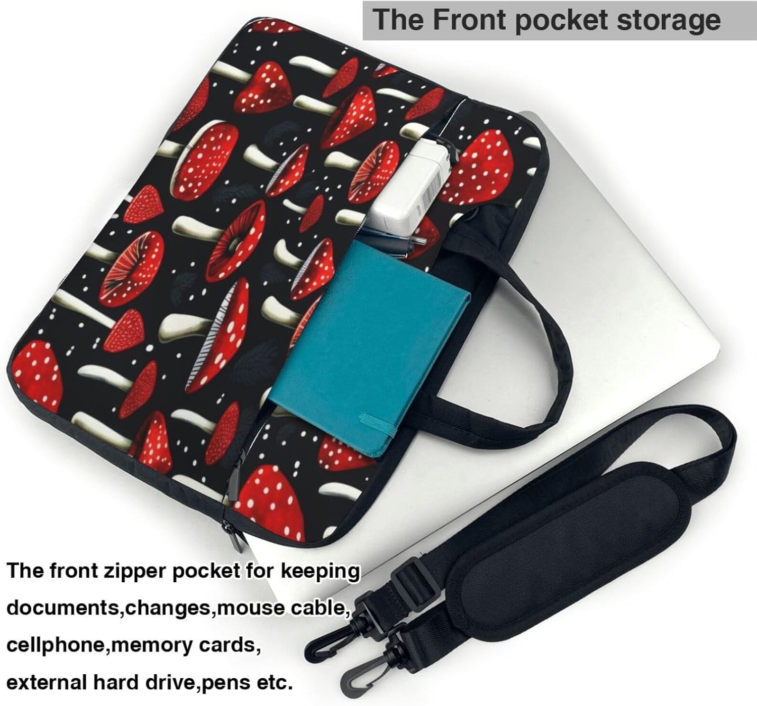 Red Mushrooms Laptop Case, 15.6 inch Laptop Sleeve Durable Computer Carrying Case for Men Women