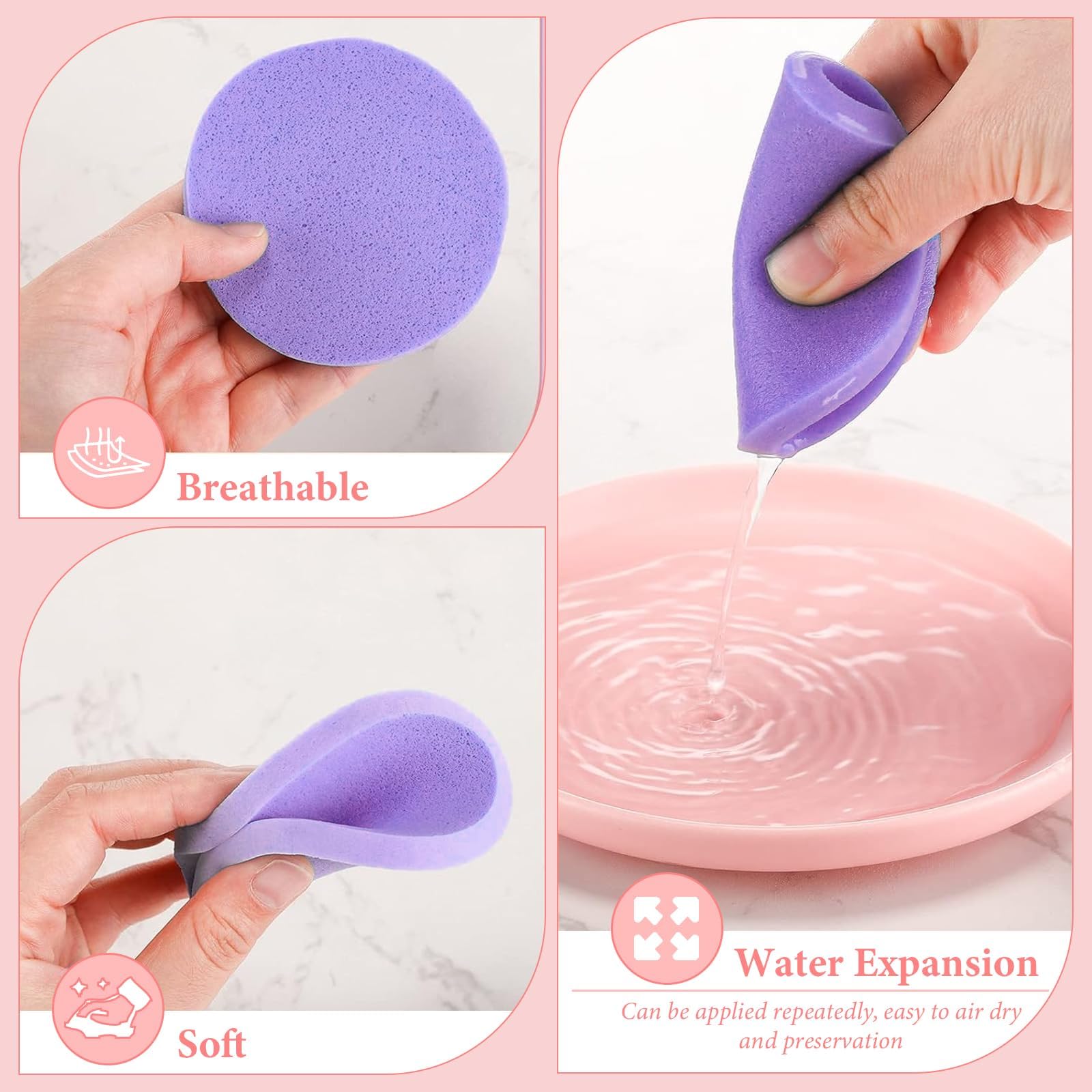 480 Pcs Compressed Facial Sponges Round Face Cleansing Sponge Bulk Disposable Exfoliating Sponges Pads for Estheticians Women Spa Travel Wash Makeup Removal, 4 Colours - Image 4
