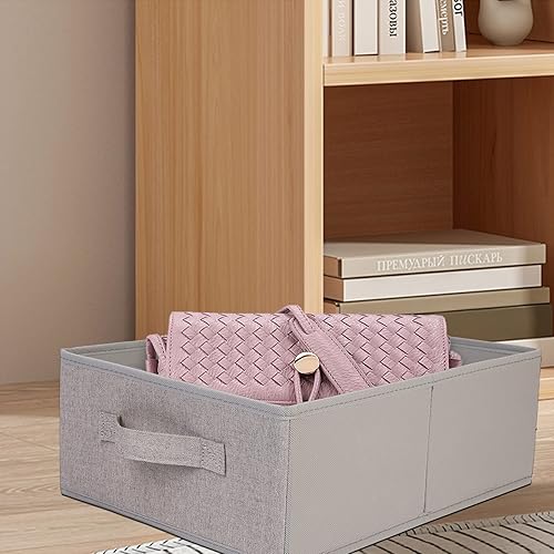 Miniatura 26 de JAKAGO Fabric Storage Bins set of 4 Rectangle Storage Baskets with Handle Foldable Closet Organizer for Clothes Towel bedding Books Collapsible