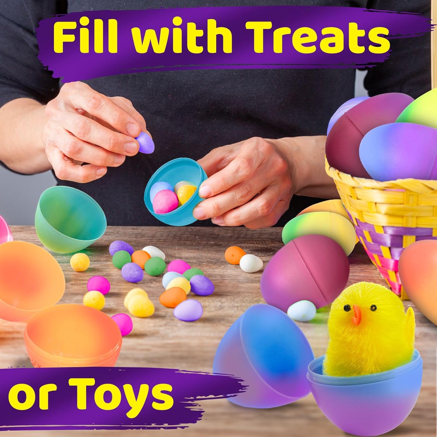 stargo 8 Pack - Plastic Easter Eggs Empty 3.2” Large Plastic Eggs Fillable for Easter Egg Hunt, Easter Egg Basket, Party Favor, Surprise Egg. Set of Multicolored Ombre Pastel Eggs