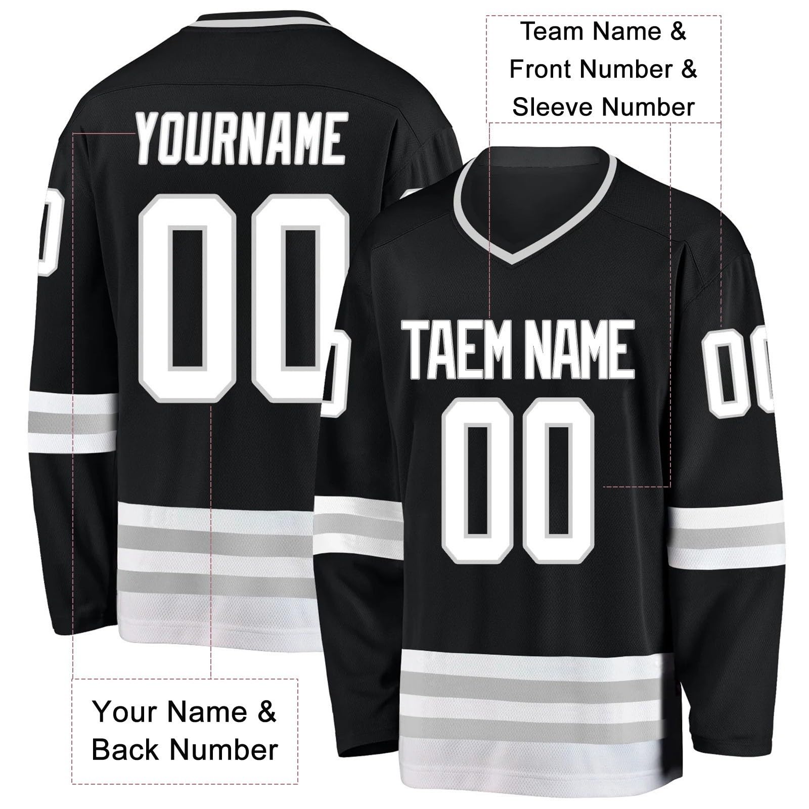 Maglia da Hockey personalizzata,Progetta la tua maglia da Hockey personalizzata con nome/squadra/numero, maglia da Hockey con nome adatto ai regali per bambini e adulti stile 3 KAN0827A