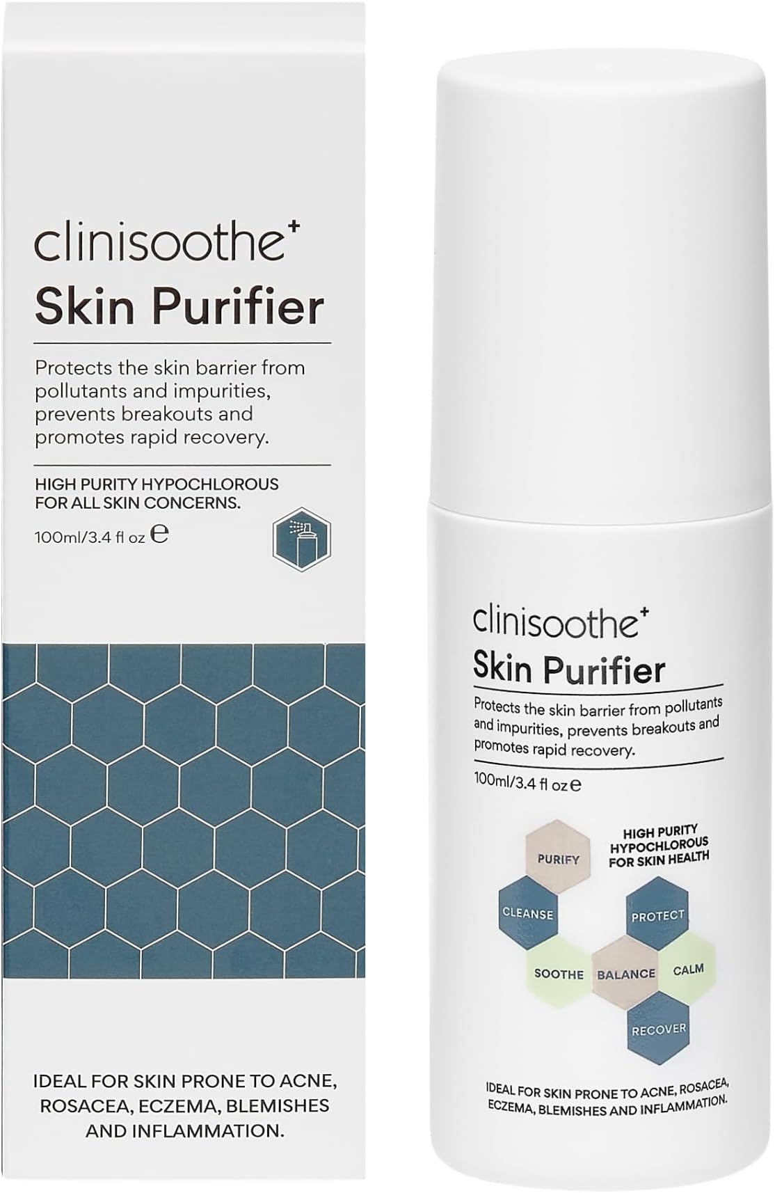 Clinisoothe Skin Purifier 100ml HOCI Spray- Hypochlorous Acid Spray Face Mist - Defends Daily Against Pollutants & Impurities-Supports Blemish Prone, Sensitive Skin Care