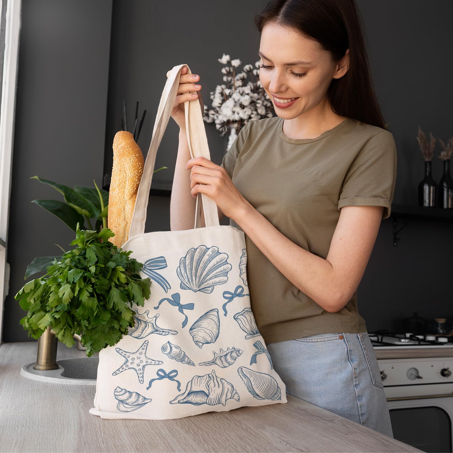 FBB Ocaen Beachy Ocean Sea Fish Reusable Grocery Shopping Bag