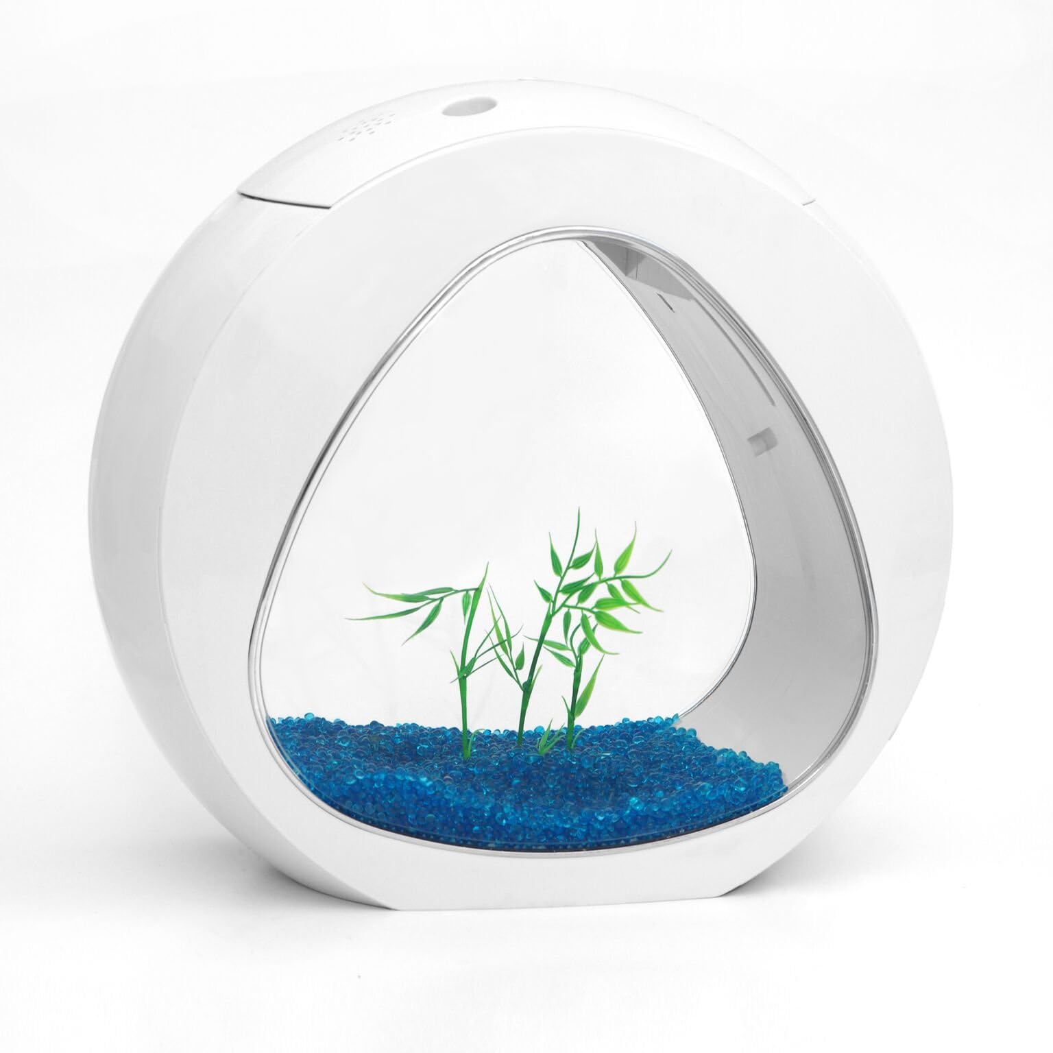 Small 13.5L Nano Curve Aquarium White Fish Tank Coldwater Tropical Tank with LED Lighting