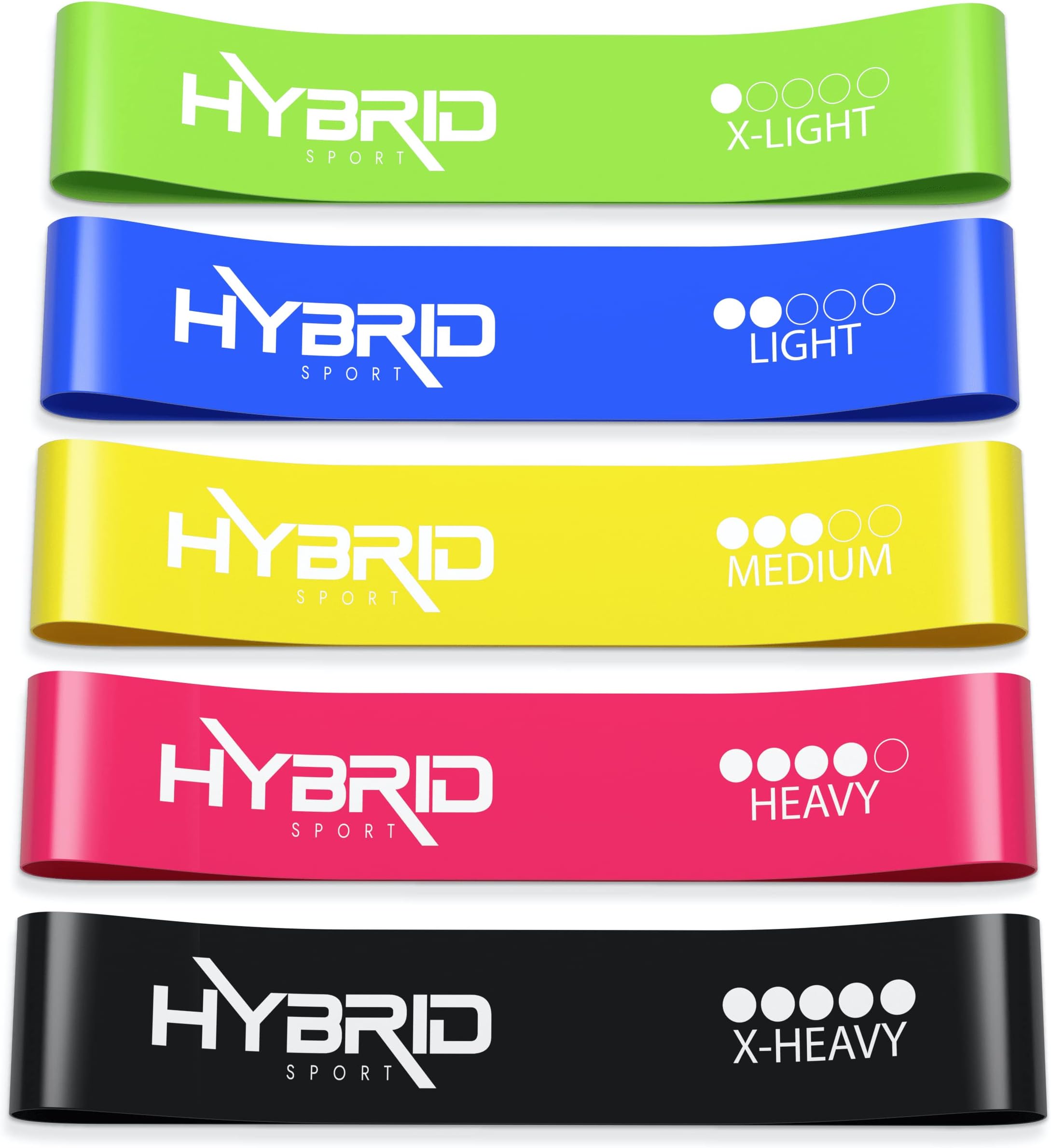 Hybrid Resistance Bands [Set of 5] PREMIUM Skin Friendly | 5 Strength Levels Loop Exercise Bands for Pilates, Training, Physio Therapy, Stretching, Home Gym | FREE Guide and Bag for Men and Women