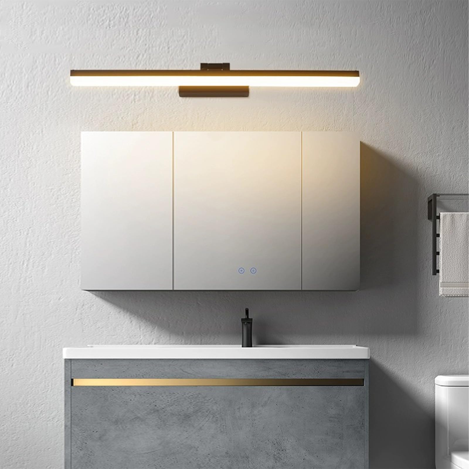LED Spiegelleuchte Badezimmer Wasserdicht Wandleuchten 3 Farbtemperatur Dimmbar Modern Wandlampen 180° Drehbar Wandbeleuchtung für Schminktisch Wohnzimmer Make-up (Silber,70cm)