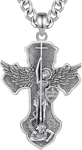 INFUSEU Regalos religiosos únicos para hombres y mujeres, collares con colgante de San Miguel, San Cristóbal, San Benito, Virgen María