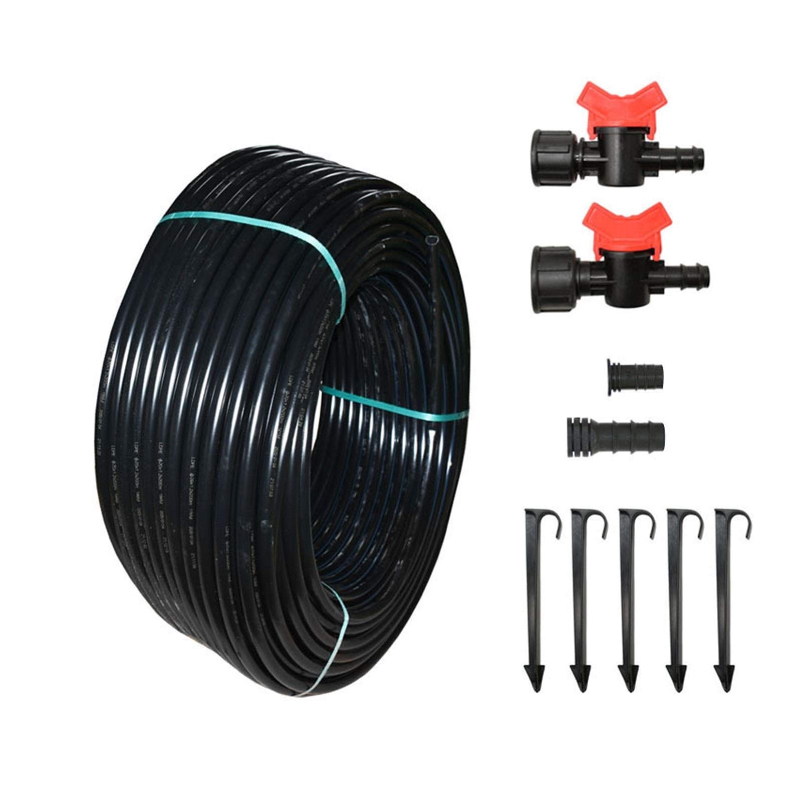 System nawadniania 16 mm 20 mm rura PE 5/8 cala DN15 z kranem rura LDPE ogród nawadnianie szklarnia szklarnia wąż do nawadniania 10 m 15 m (kolor: 20PE x10m x 1I2)