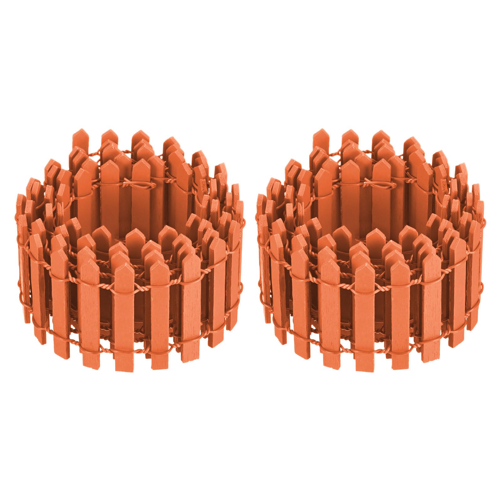 M METERXITY 2-Pack Miniature Fairy Garden Fence, 35 Inch 90x5cm Wooden DIY Small Wood Decorative Picket Fence for Dollhouse/Crafts/Diorama Project, Micro Landscape Ornaments [Orange] — image 1