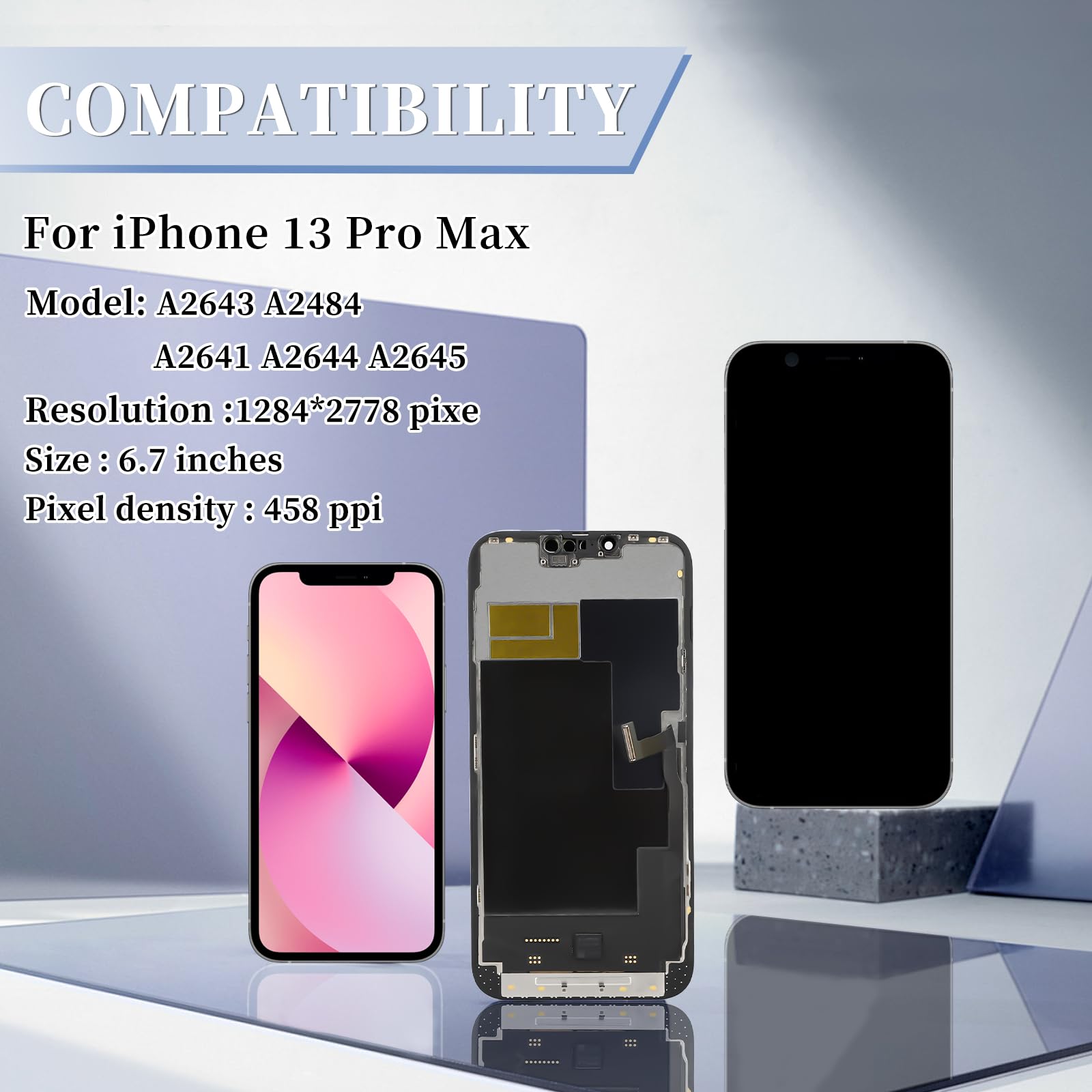 Amazon.com: 適用於iPhone 13 Pro Max 螢幕更換,適用於iPhone 13