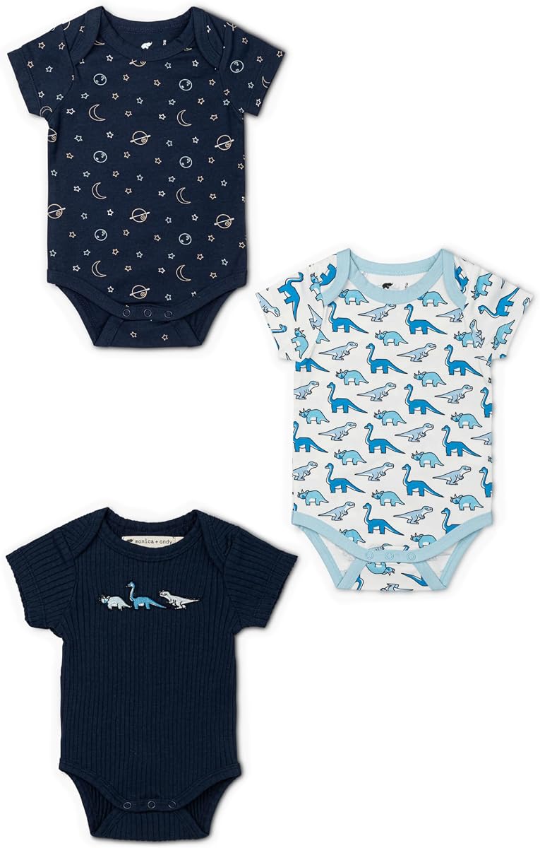 MONICA + ANDY Short Sleeve Jack & Jill Bodysuit, 100% Organic Baby Clothes for Girls & Boys, Newborn, Infant & Preemie Sizes