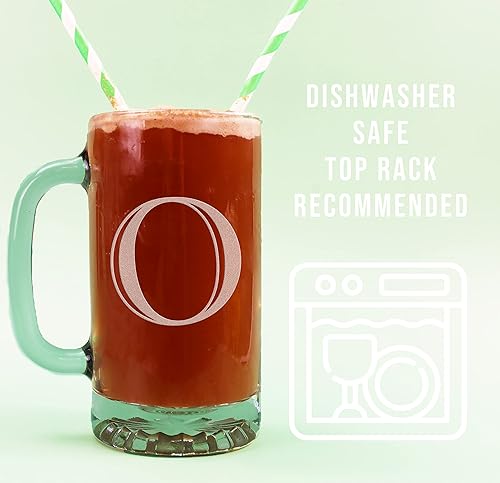 Miniatura 37 de Taza de cerveza de vidrio con monograma grabado de 16 onzas (letra T), regalos de cerveza personalizados de la A-Z para hombres, Día del Padre