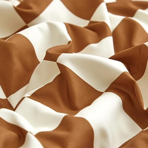 Miniatura 6 de Wellboo Juego de funda de edredón a cuadros naranja y blanco, tamaño Queen, para mujeres y niñas, fundas de ropa de cama de tablero de ajedrez rojo