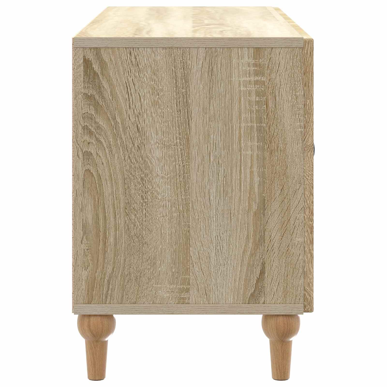 Szafka pod telewizor dąb Sonoma z materiału drewnopochodnego 99 x 34,5 x 50 cm z 3 drzwiami obrotowymi, miejsce do przechowywania i miejsce do przechowywania, do salonu, sypialni, kącik