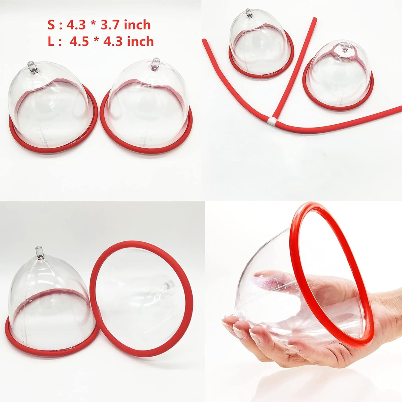 Elektrisch Brustsauger Milchpumpe Automatische Vakuum Brustpumpe Brustvergößerung Mit Kleiner/Großer Doppelter Sauger Für Frauen Nippelsauger Brust Massagegerät Pumpe Sex Spielzeug,Schwarz,L
