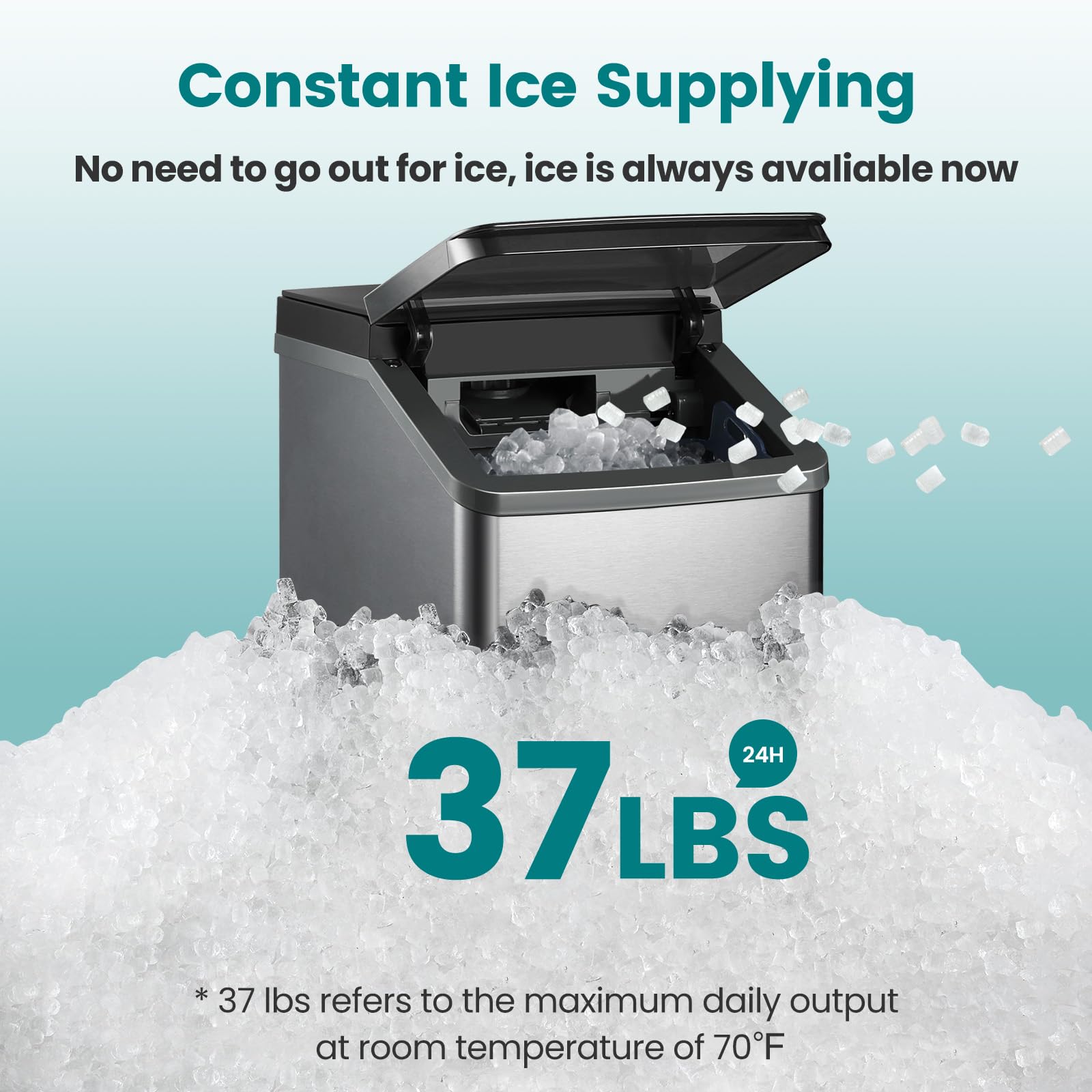 Gevi KNOVA Gemi Nugget Ice Maker, Crushed Ice Makers Countertop with Self-Cleaning, Pellet Ice Machine for Home Kitchen Party, Sleek Stainless Steel Housing (Gray) on Fridge.com