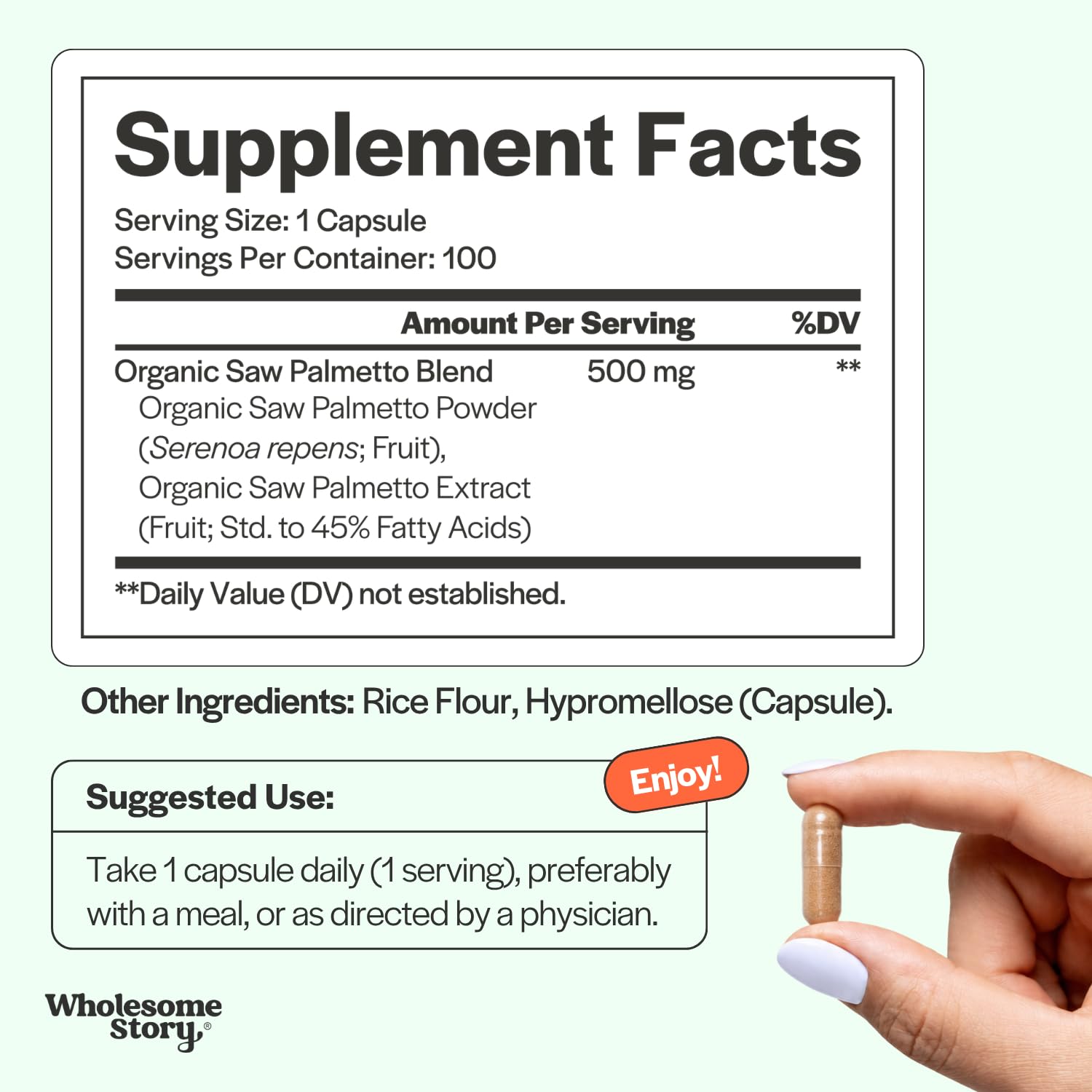 Saw Palmetto for Men and Women | Saw Palmetto Extract & Powder Blend | Hormonal Balance, Urinary Health & Androgen Support | Support Hair, Skin, and Nail Health | 500mg Capsules | 100 Day Supply — Amazon image 4